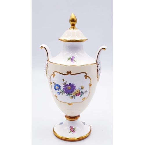 762 - CAVERSWALL CHINA (Hand Painted) TWIN HANDLED LIDDED VASE.
(Located in Stoke-on-Trent, the heart of t... 