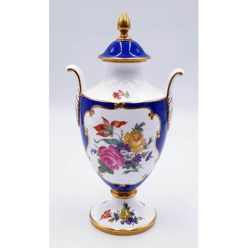 763 - CAVERSWALL CHINA (Hand Painted) TWIN HANDLED LIDDED VASE.
(Located in Stoke-on-Trent, the heart of t... 