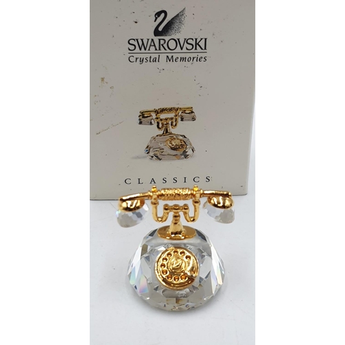 788 - SWAROVSKI CRYSTAL MEMORIES 2.5cm TELEPHONE (This retired Swarovski Crystal Memories telephone has go... 