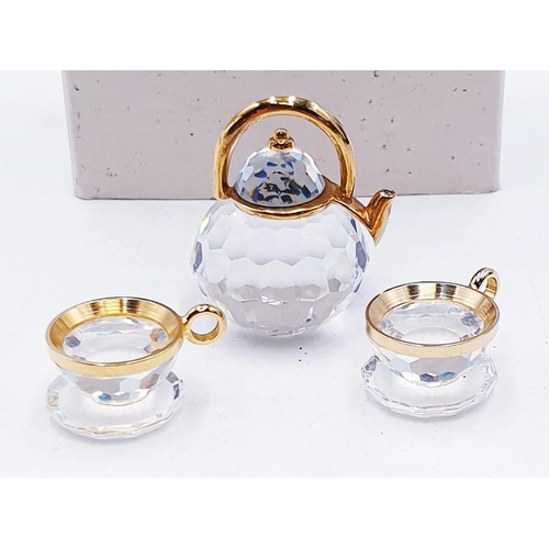 790 - SWAROVSKI CRYSTAL MEMORIES TEA SET (Gold) (This retired Swarovski Crystal Memories tea set was part ... 