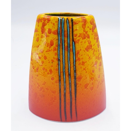 408 - ANITA HARRIS ART POTTERY 16cm TAPPERED ELIPTICAL VASE IN THE BRIMSTONE DESIGN (Signed In Gold By Ani... 