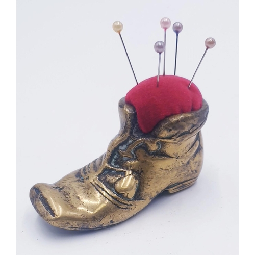 108 - BRASS BOOT PIN CUSHION