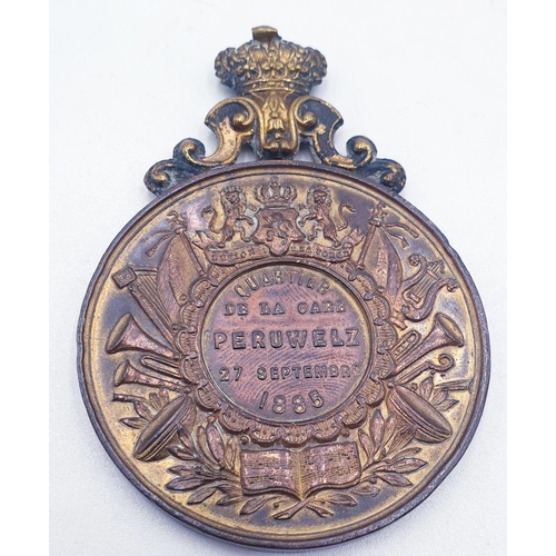 249 - GILT BRONZE MEDAL 'FESTIVAL Of MUSIC PERUWELZ' 1885