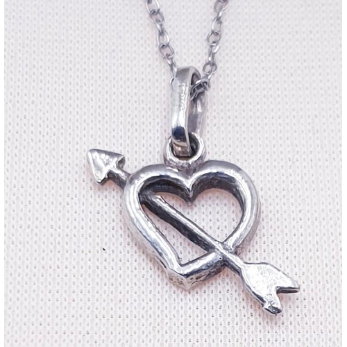 266 - SILVER (925) HEART /ARROW PENDANT ON A SILVER (925) ______cm NECK CHAIN (Total Weight ______ Grams) ... 