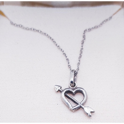 266 - SILVER (925) HEART /ARROW PENDANT ON A SILVER (925) ______cm NECK CHAIN (Total Weight ______ Grams) ... 