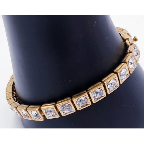 270A - YELLOW METAL STONE SET TENNIS BRACELET (Total Weight _______ Grams)