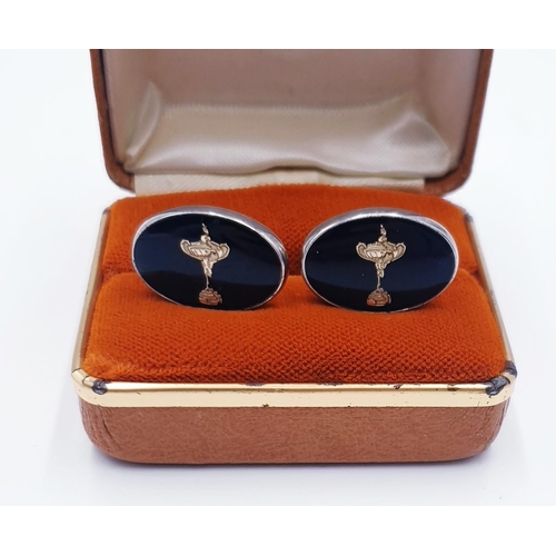 284 - SOLID SILVER (Hallmarked For London) PGA PROFFESIONAL GOLFERS ASSOCIATION CUFFLINKS (Total Weight 12... 