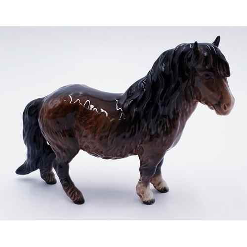 318 - BESWICK 14.6cm MODEL OF A SHETLAND PONY (Woolly Shetland Mare) (Brown Gloss Colourway) Model No 1033... 