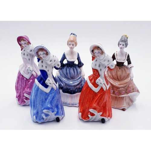 333 - ASHLEY CHINA (Staffordshire,England) 15cm FIGURINES (5)