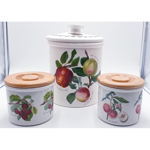 339 - PORTMEIRION Extra Large 30cm BREAD BIN Plus TWO 14cm LIDDED STORAGE CONTAINERS FROM THE BOTANIC GARD... 