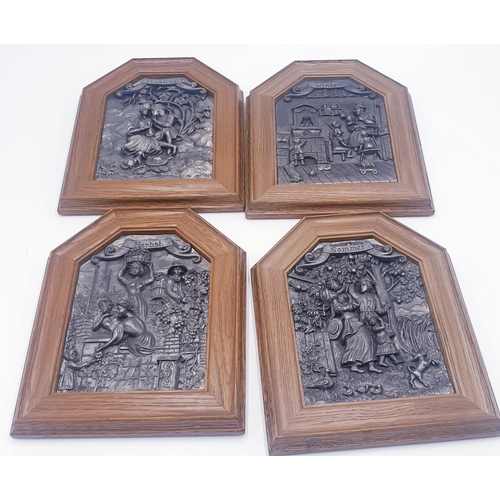 382 - FRAMED PEWTER SEASONS PLAQUES (4)