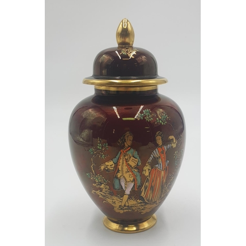 388 - CARLTON WARE 13cm TEMPLE JAR And COVER IN THE ROUGE ROYALE DESIGN