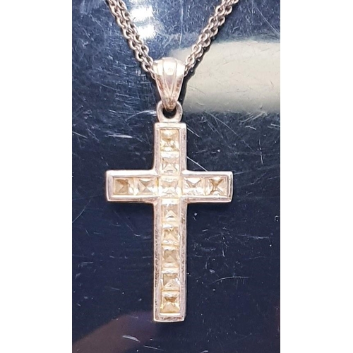 395A - SILVER (925) CROSS PENDANT ON A SILVER (925) ________cm NECK CHAIN (Total Weight _____ Grams)