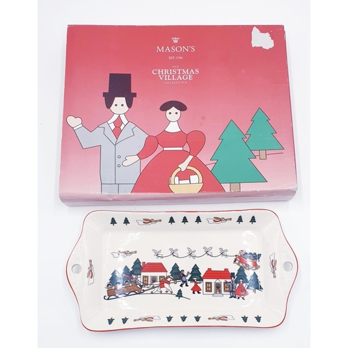 441 - MASON'S IRONSTONE Large 31.5cm x 16cm PLATTER IN THE CHRISTMAS VILLAGE DESIGN (Original Box)