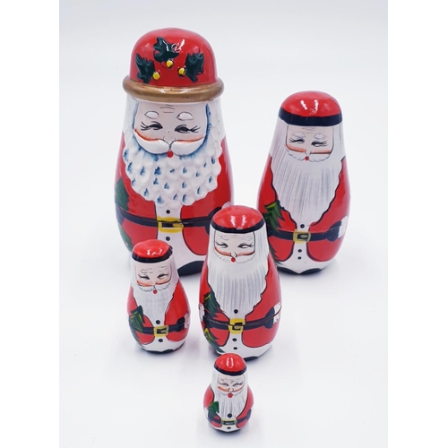 442 - RUSSIAN (Hand Painted) (5 Piece)  MATRYOSHKA NESTING DOLL SET 