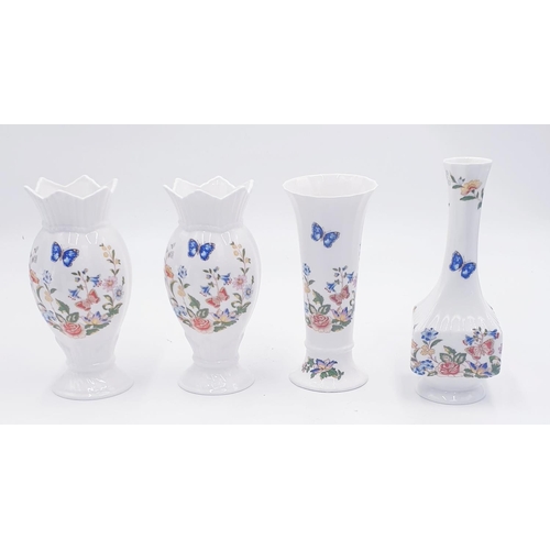 448 - AYNSLEY CHINA VASES (4) (Tallest Being 18cm) IN THE COTTAGE GARDEN DESIGN