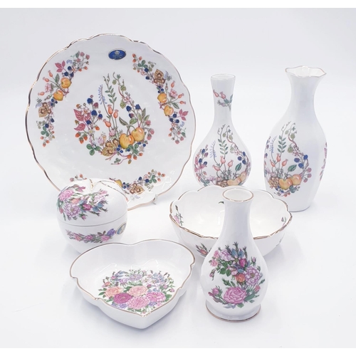 450 - AYNSLEY CHINA  ITEMS (7) Inc PLATE, VASES, TRINKET POT Etc IN ROSE GARDEN & SOMERSET DESIGNS