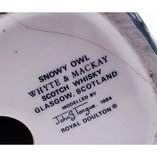 57A - ROYAL DOULTON 16.5cm WHISKY FLASK MODELLED AS A SNOWY OWL  (White Gloss Colourway) (Issued 1987) Des... 