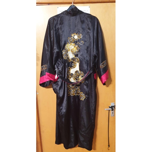 7 - ORIENTAL KIMONO DRAGON BACK BLACK/RED SILK