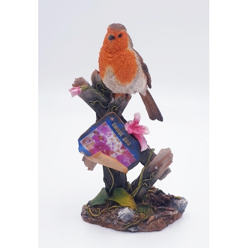 80A - COUNTRY ARTIST Large 21cm (Hand Painted & Hand Crafted) MODEL OF A ROBIN ON A TRELLIS. 