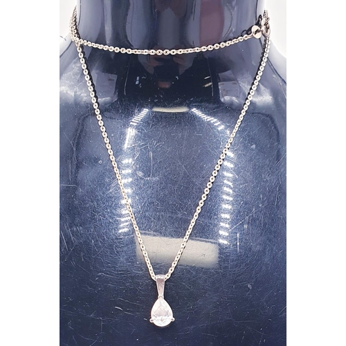 90A - SILVER (925) STONE SET PENDANT ON A SILVER (925) _______cm NECK CHAIN (Total Weight _____ Grams)