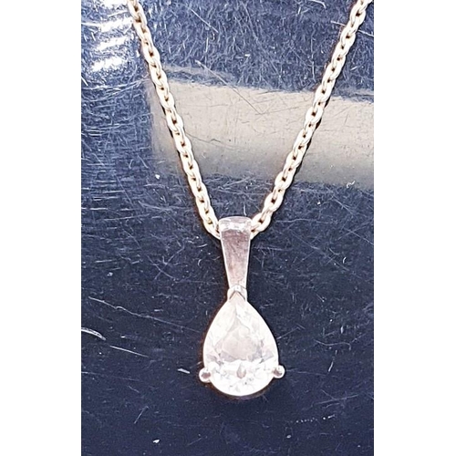 90A - SILVER (925) STONE SET PENDANT ON A SILVER (925) _______cm NECK CHAIN (Total Weight _____ Grams)