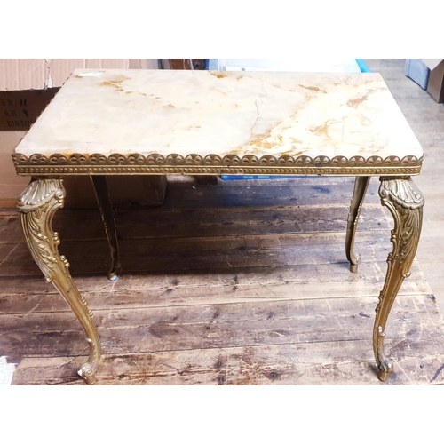 95A - GILDED METAL FRAMED/LEGGED /ONYX/MARBLE TOPPED 412cm x 50cm x 30cm TABLE (Please Note This Lot WILL ... 