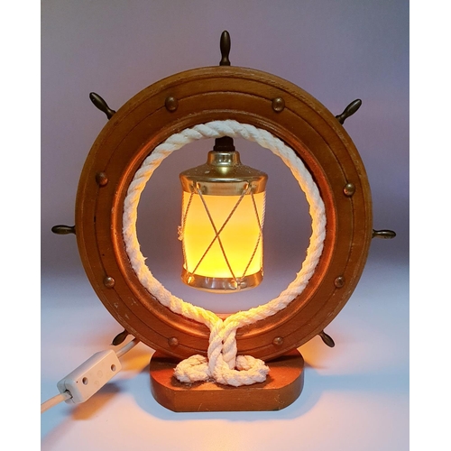 96 - SHIPS WHEEL TABLE LAMP (Found To Be Working When Photographed)