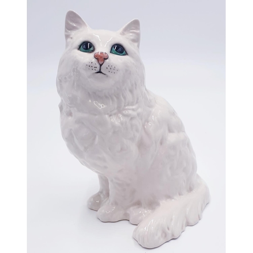 534 - BESWICK Large 21.6cm MODEL OF A PERSIAN CAT (Seated, Looking Up) Model No 1867 (White Gloss Colourwa... 