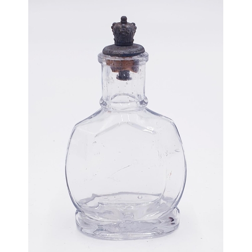 584 - GLASS PERFUME BOTTLE With CROWN STOPPER  (Old)