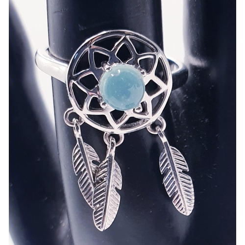 587 - SILVER (925) DREAMCATCHER RING (Size U) (Boxed )