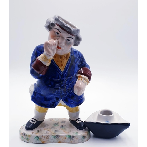 589 - STAFFORDSHIRE CERAMIC Extra Large 36cm VICTORIAN CHARACTER FIGURINE /TOBACCO JAR OF A GENTLEMAN WEAR... 