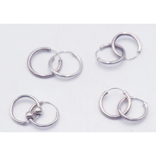 609 - SILVER (925) HOOP EARRINGS (4 Pairs)