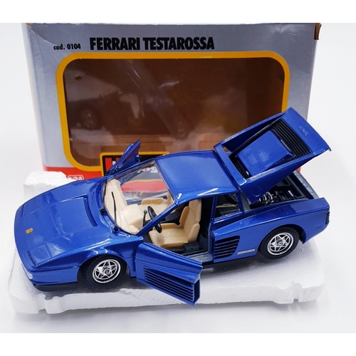 701 - BBURAGO DIE CAST 1/24 Scale MODEL OF A BLUE FERRARI TESTAROSSA (Original Box)