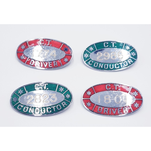 722 - COVENTRY TRANSPORT Large ENAMEL TOTEM BUS DRIVER & CONDUCTORS OVAL BADGES (4)