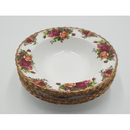 744 - ROYAL ALBERT CHINA 20cm Dia RIMMED SOUP BOWLS (6) IN THE OLD COUNTRY ROSES DESIGN