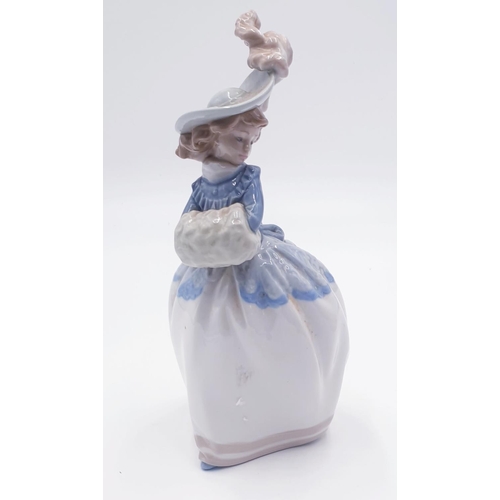 774 - LLADRO (Nao) PORCELAIN _24cm CHARACTER FIGURINE OF A YOUNG LADY WITH HAND MUFF