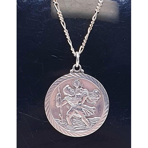 778 - SOLID SILVER ST CHRISTOPHER PENDANT (Fully Hallmarked For London 1970) ON A STERLING SILVER 46cm NEC... 