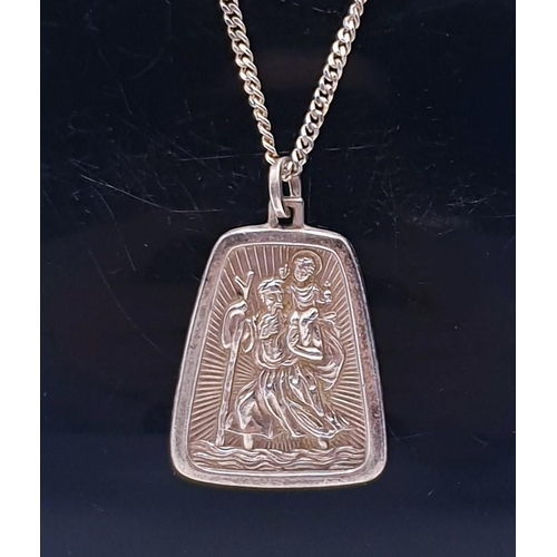 779 - SOLID SILVER ST CHRISTOPHER PENDANT (Fully Hallmarked For Birmingham 1965) ON A STERLING SILVER 51cm... 