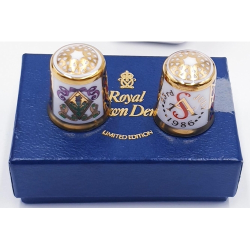 784 - ROYAL CROWN DERBY CHINA HEXAGONAL TRINKET POT TOGETHER WITH ROYAL CROWN DERBY CHINA (Boxed Set Of Tw... 