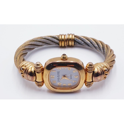 843 - GOLD TONE JOAN RIVERS BANGLE WATCH (Found To Be Working When Photographed)