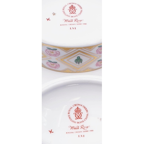 891 - ROYAL CROWN DERBY CHINA 9cm x 6.5cm OVAL TRINKET POT IN THE WILD ROSE DESIGN