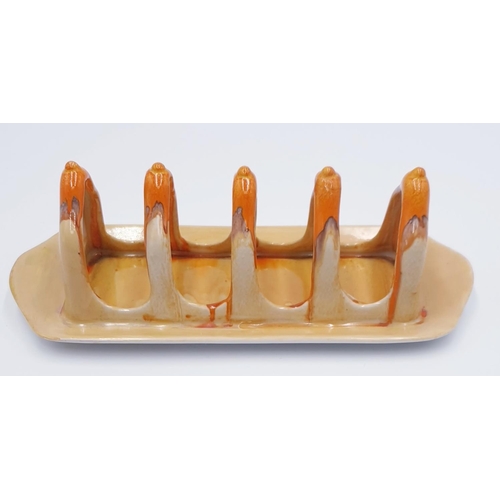 892 - SHELLEY DRIP GLAZE ART DECO FOUR SLICE TOAST RACK c1930s