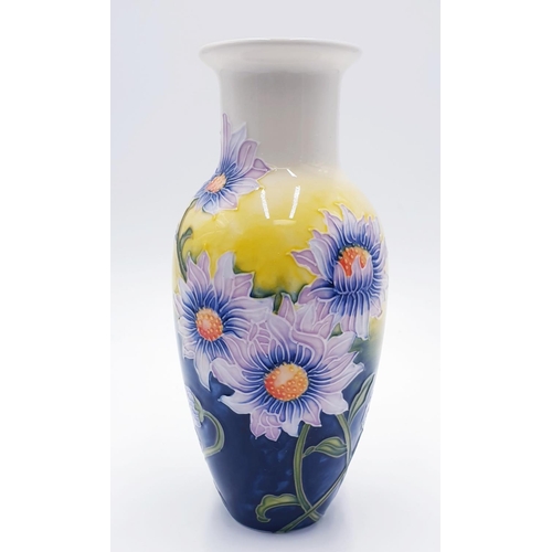 426 - OLD TUPTON WARE 20cm TUBELINED VASE (11500) IN THE LILAC DAISY FLOWER DESIGN (Original Box)