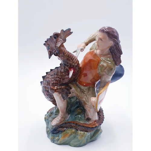 803 - PEGGY DAVIES STUDIO'S 21cm x 15cm MODEL OF ST GEORGE AND THE DRAGON