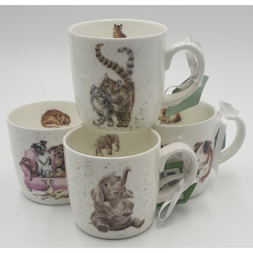 817 - ROYAL WORCESTER CHINA ANIMAL MUGS (4)