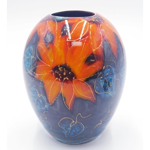 827 - ANITA HARRIS ART POTTERY (In Association With Carlton Ware) Large 15cm  VASE IN THE SUNFLOWER DESIGN... 