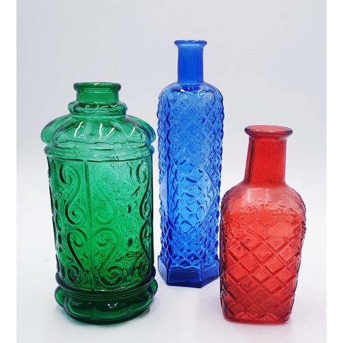 945 - ITALIAN COLOURED GLASS BOTTLES (3)