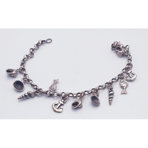 952 - SILVER (925) SHELL CHARM BRACELET  (Total Weight _____ Grams)