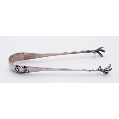 860 - SILVER CHICKEN FEET SUGAR NIPS/TONGS  By A.J. Bailey (Hallmarked For Birmingham 1909)  (Total Weight... 